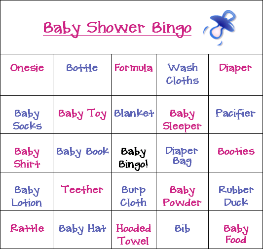 baby shower bingo