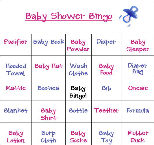 baby shower bingo