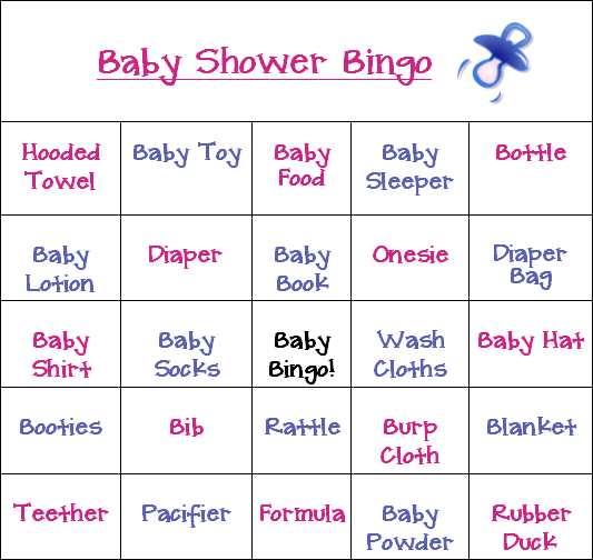 baby shower bingo