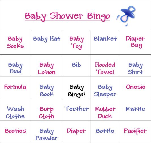 baby shower bingo