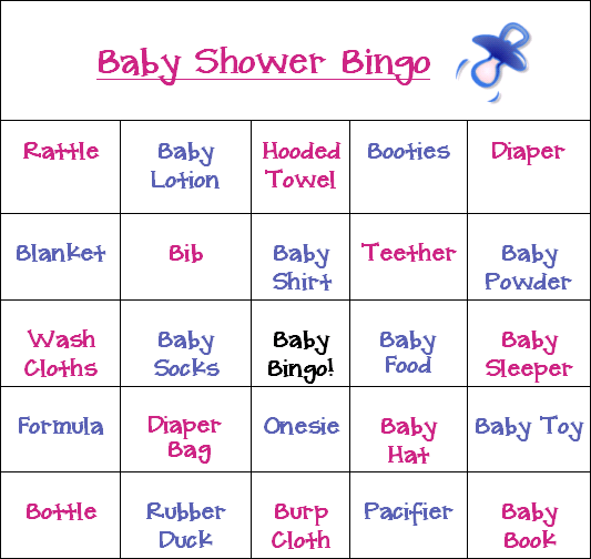 baby shower bingo