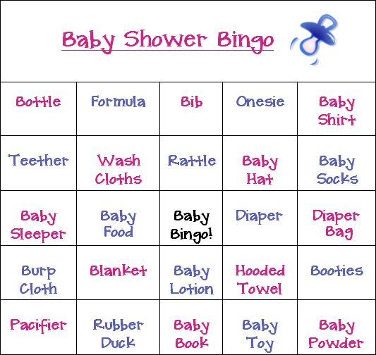 baby shower bingo