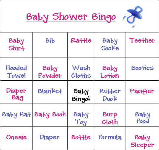 baby shower bingo