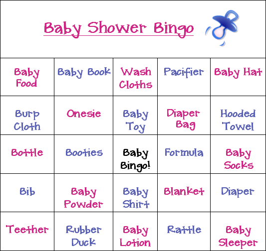 baby shower bingo