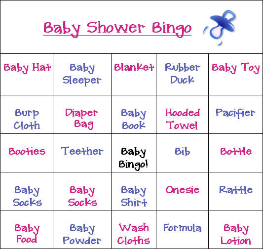 baby shower bingo