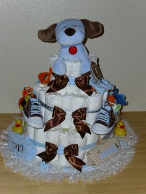 Dee's Blue/Brown 3 tier Diaper cake