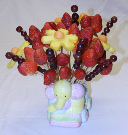 Edible fruit bouquet baby shower centerpiece