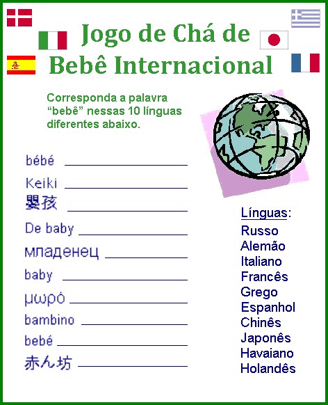 jogo de cha de bebe