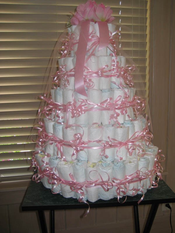 Five tier diaper cake