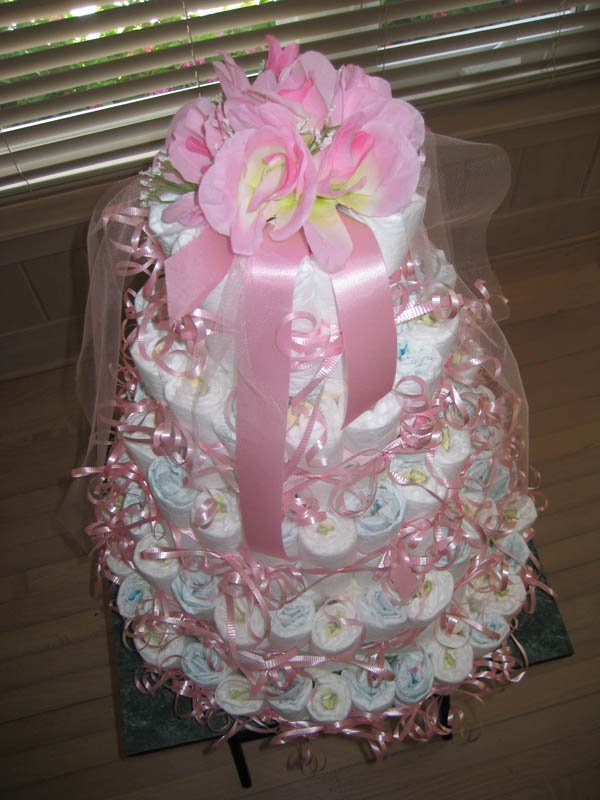 Pink Bow Diaper Cake