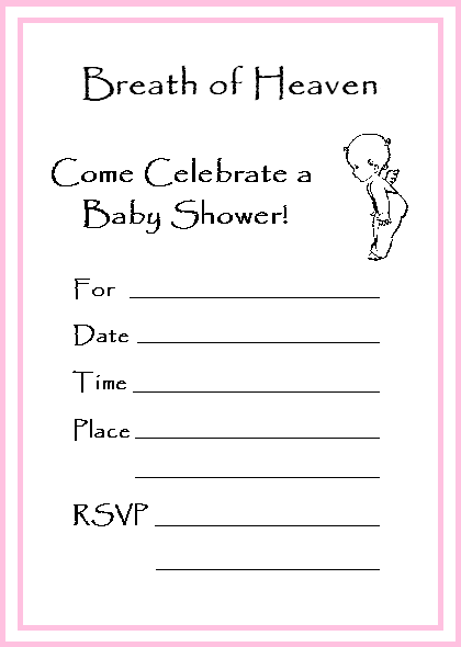 angel printable baby shower invitations