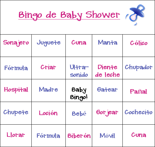 baby shower bingo en espanol