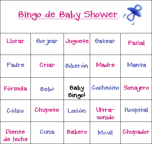 Bingo de baby shower