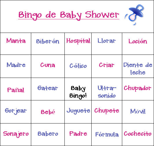 Gratis baby shower bingo