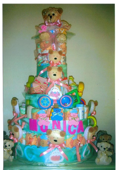 Teddy Bear Diaper Cake