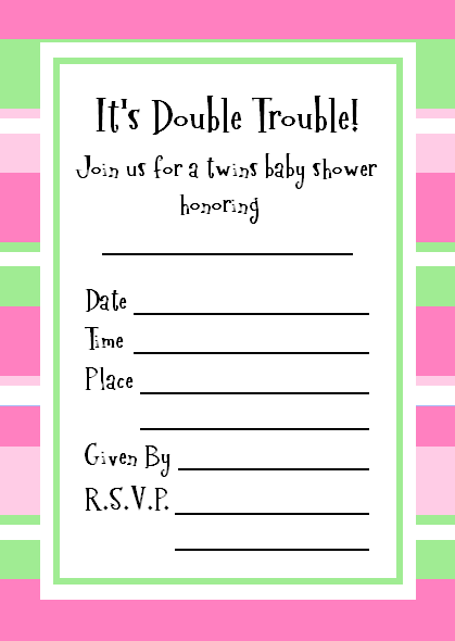 Twins baby shower invitation